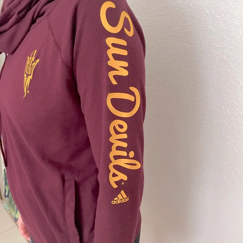 ASU Adidas Crew Neck Pullover Arizona State University Sun Devils Pockets - Picture 3 of 8